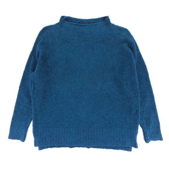 NEW Eileen Fisher Organic Cotton Boucle Mock Neck Sweater Lagenlook Quiet Luxury - Picture 1 of 6